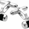 Sterling Silver Cylindrical Black Onyx & Mother Of Pearl Cufflinks by Carrs Silver