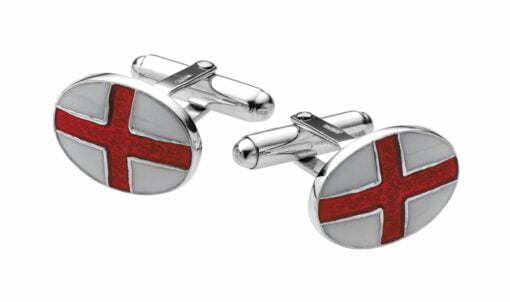 Sterling Silver with Enamel Oval St George Post Cufflinks from Carrs Silver