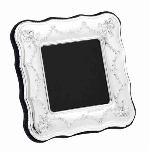 Sterling Silver Traditional Antique Ribbon 2 x 2 Inch Hallmarked Photograph Frame By Carrs Silver
