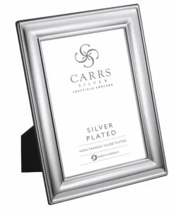 Silver Plated Plain Double Edge Wood Back Photo Frame by Carrs Silver