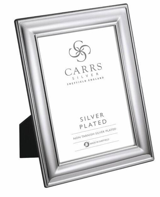 Silver Plated Plain Double Edge Wood Back Photo Frame by Carrs Silver