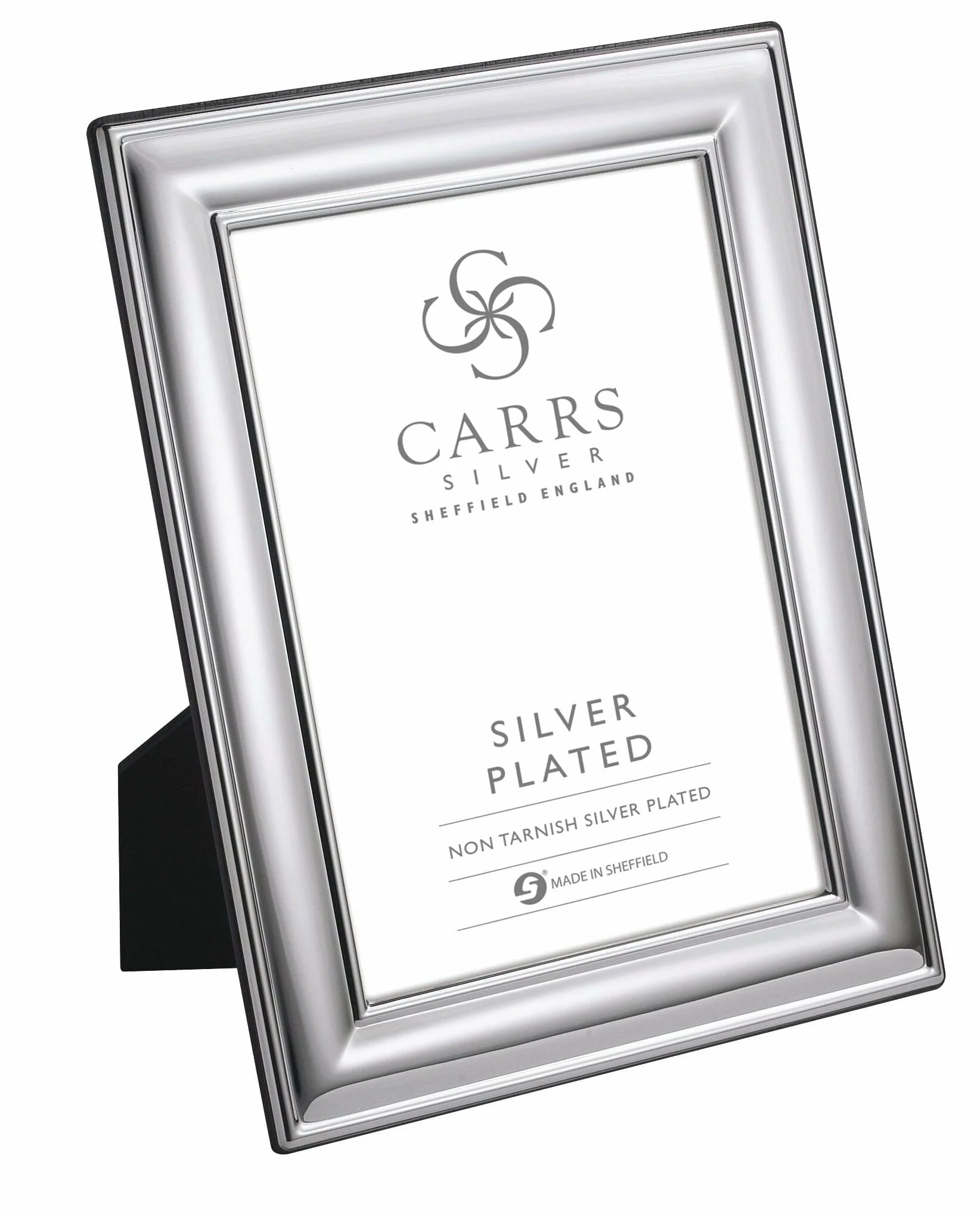 Silver Plated Plain Double Edge Wood Back Photo Frame by Carrs Silver