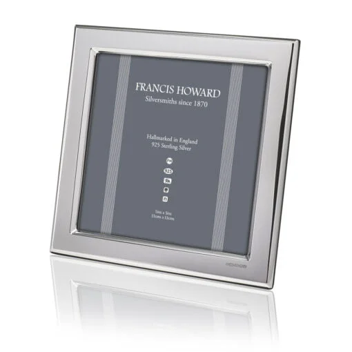 Sterling Silver 5 x 5 Plain Durham Square Photograph Frame by Francis Howard