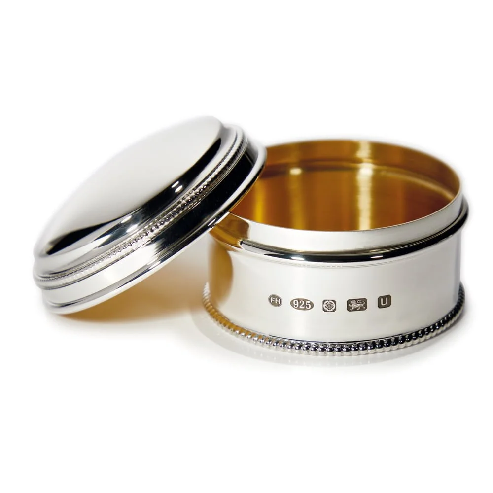 Sterling Silver Small Bead Round Keepsake Box by Francis Howard - Image 2