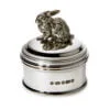 Sterling Silver Round Keepsake Box with Silver Rabbit by Francis Howard