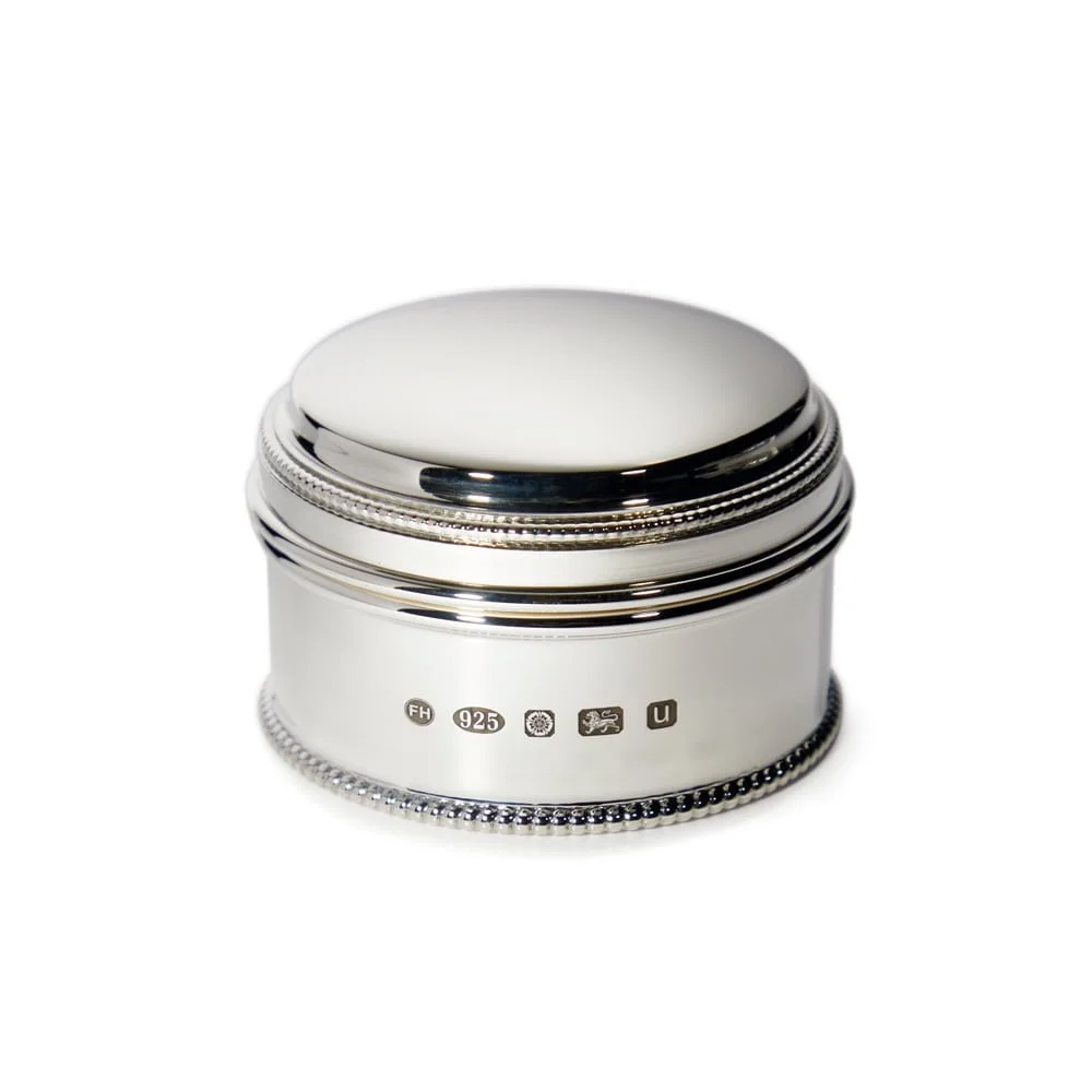 Sterling Silver Small Bead Round Keepsake Box by Francis Howard