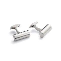 Sterling Silver Half Pipe Plain Cufflinks by Francis Howard