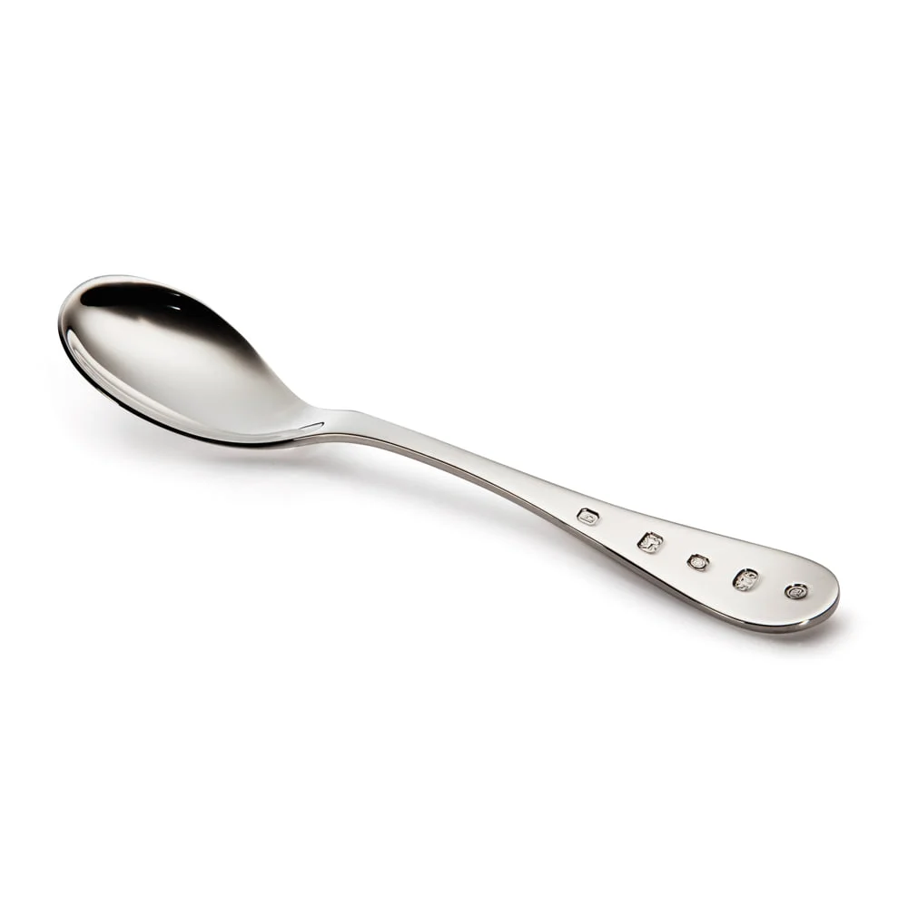 Sterling Silver Modern Children's Spoon with Feature Hallmark by Francis Howard