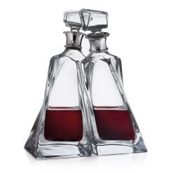 Sterling Silver Pair of Lovers Crystal Decanter by Francis Howard