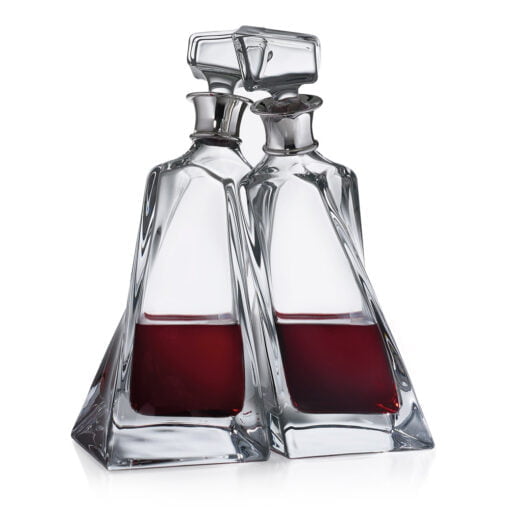 Sterling Silver Pair of Lovers Crystal Decanter by Francis Howard