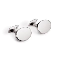 Sterling Silver Plain Oval Post Cufflinks from Francis Howard