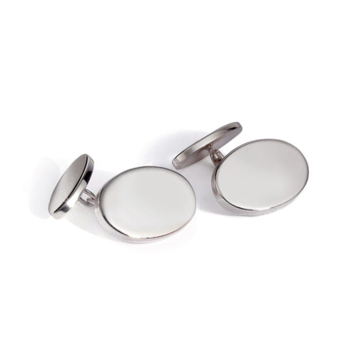 Sterling Silver Plain Oval Chain Cufflinks by Francis Howard
