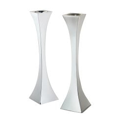 Pair of Sterling Silver Art Deco Candlesticks by Francis Howard