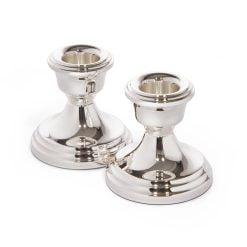 Pair of Sterling Silver Classic Squat Candlesticks by Francis Howard