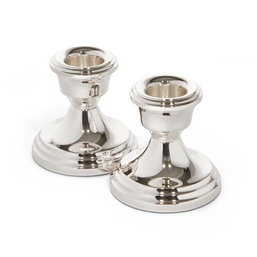 Pair of Sterling Silver Classic Squat Candlesticks by Francis Howard
