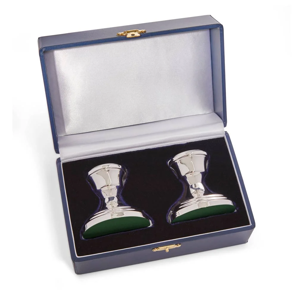 Pair of Sterling Silver Classic Squat Candlesticks by Francis Howard - Image 3