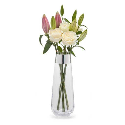 Sterling Silver Tall Glass Vase by Francis Howard - Image 2