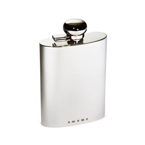 Sterling Silver Hallmarked Captive Top 4 oz Hip Flask from Francis Howard