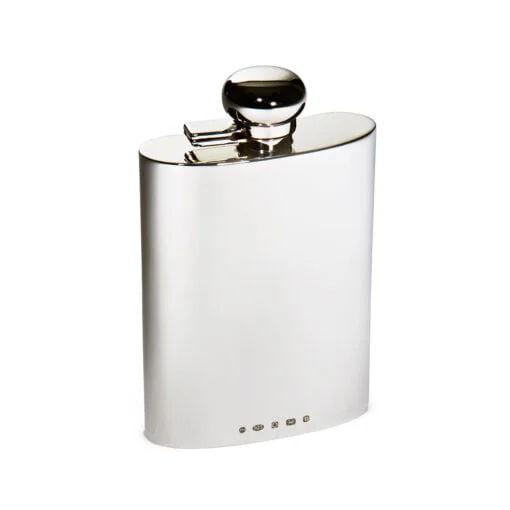 Sterling Silver Hallmarked Captive Top 4 oz Hip Flask from Francis Howard
