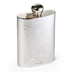 Sterling Silver Hammered 7 oz Captive Top Hip Flask from Francis Howard