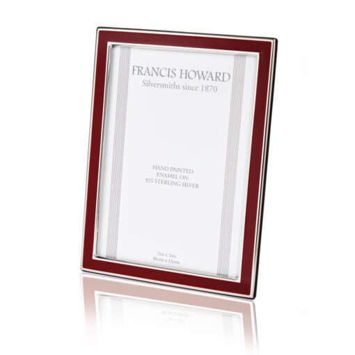 sterling silver red enamel photo frame