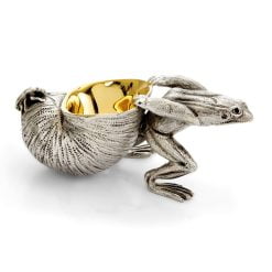 Silver Plated Frog and Snail Open Salt Dish