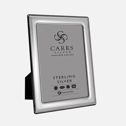 Sterling Silver Bead Portland Photograph Frame with Wood Back - Carrs Silver