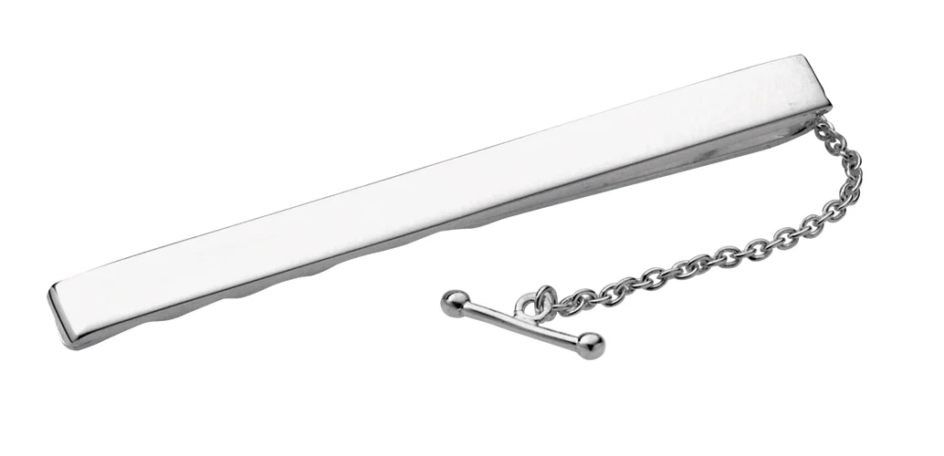 Sterling Silver Tie Slide with Buttonhole Chain