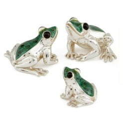 Saturno Sterling Silver with Enamel Frog Figurines