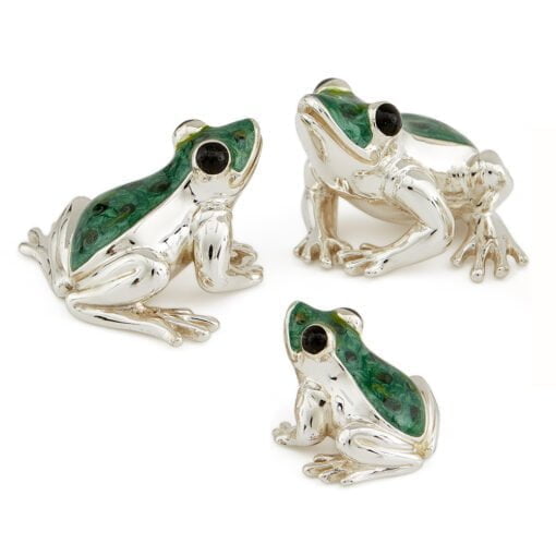 Saturno Sterling Silver with Enamel Frog Figurines