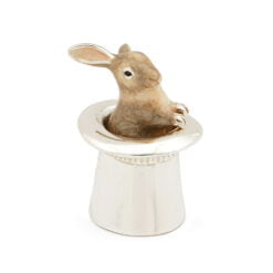 Saturno Sterling Silver and Enamel Rabbit in Grey Top Hat