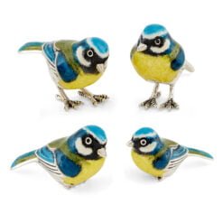 Saturno Sterling Silver with Enamel Blue Tit Figurines