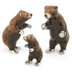 Saturno Sterling Silver with Enamel Grizzly Bear Figurines