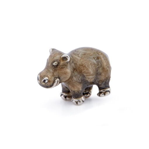 Saturno Sterling Silver with Enamel Tiny Miniature Hippopotamus Figurine