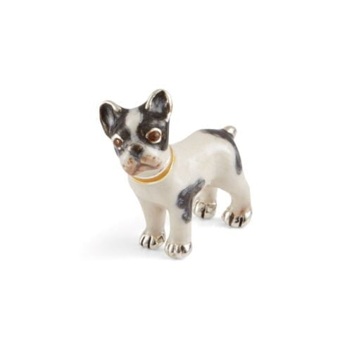 Saturno Sterling Silver with Enamel Miniature French Bulldog Figurine