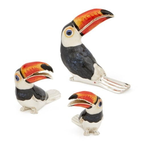 Saturno Sterling Silver with Enamel Toucan Figurines