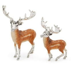 Saturno Sterling Silver with Enamel Fallow Deer Figurines