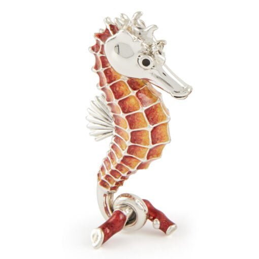 Saturno Silver with Enamel Red Seahorse Figurine - Image 4