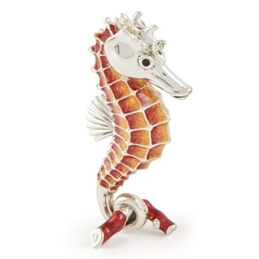 Saturno Silver with Enamel Red Seahorse Figurine - Image 4