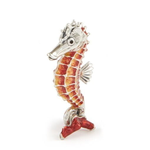 Saturno Silver with Enamel Red Seahorse Figurine - Image 3