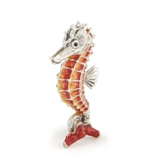 Saturno Silver with Enamel Red Seahorse Figurine - Image 3
