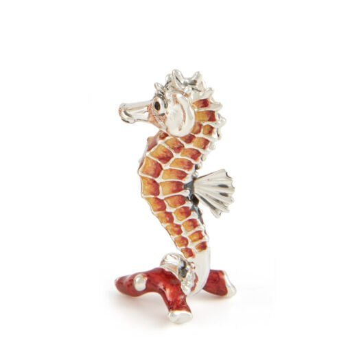 Saturno Silver with Enamel Red Seahorse Figurine - Image 2