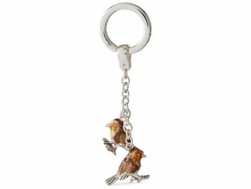 saturno silver robin keyring