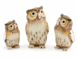 Saturno Sterling Silver with Enamel Owl Figurines