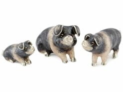 Saturno Sterling Silver with Enamel Saddleback Pig Figurine