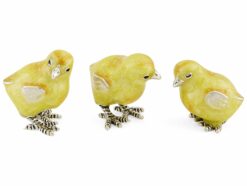 Saturno Silver with Enamel Set of 3 Chicks