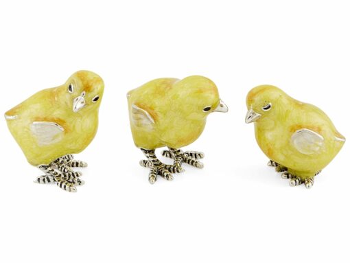 Saturno Silver with Enamel Set of 3 Chicks