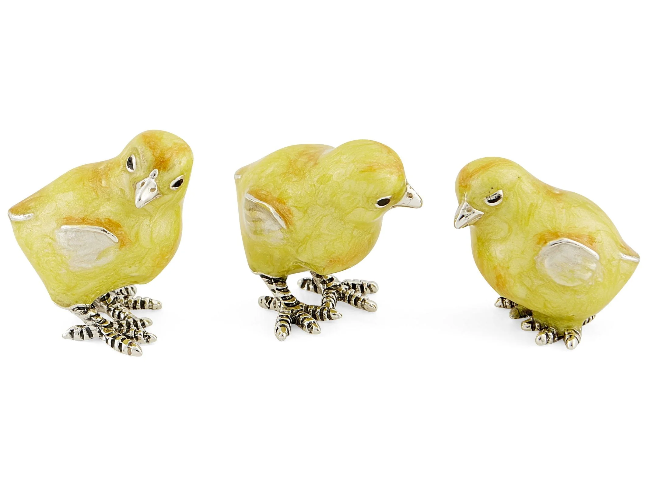 Saturno Silver with Enamel Set of 3 Chicks