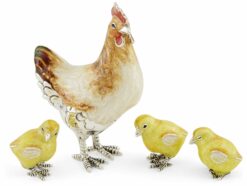 Saturno Sterling Silver with Enamel Mother Hen with Her Chicks
