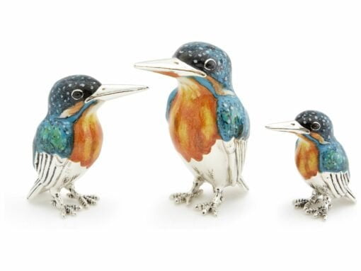 Saturno Sterling Silver with Enamel Kingfisher Figurines